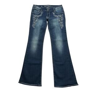 Y2K Trinity Ranch Women’s Jeans Sz 12 Dark Blue Bedazzled boho Western 30x31
